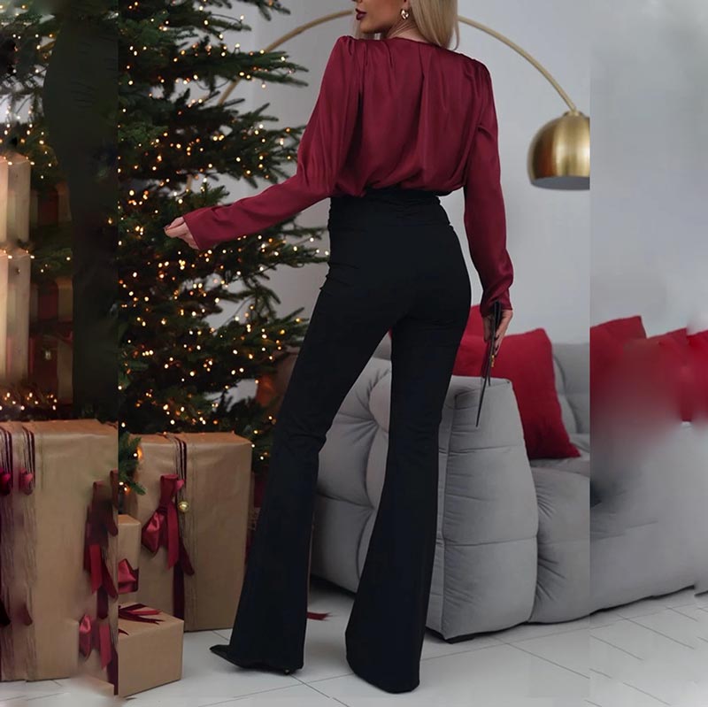 🔥 What should I wear tomorrow? 🔥Women's Luxurious Satin V-neck Blouse with Rose Detail