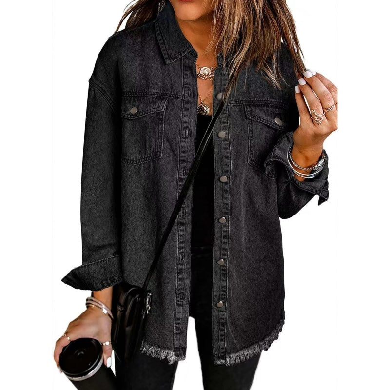 What should I wear tomorrow?đź’•Women's Raw Edge Ripped Denim Jacket
