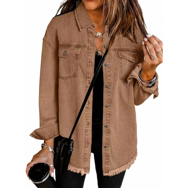 What should I wear tomorrow?đź’•Women's Raw Edge Ripped Denim Jacket