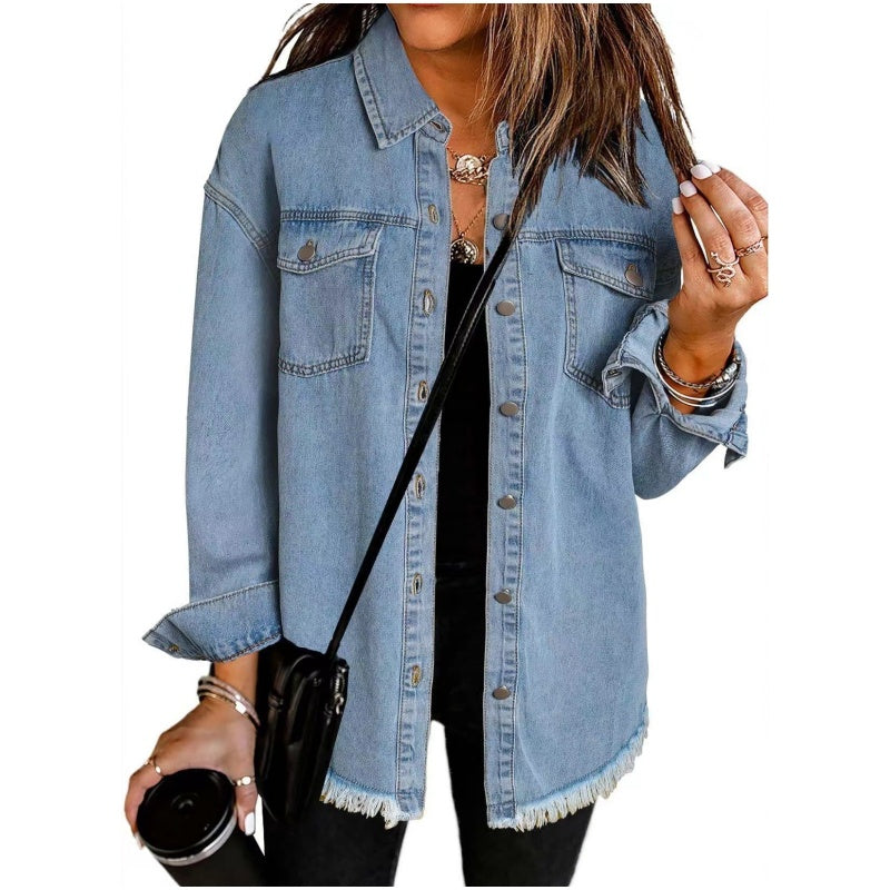 What should I wear tomorrow?đź’•Women's Raw Edge Ripped Denim Jacket