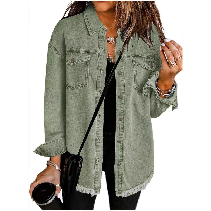 What should I wear tomorrow?đź’•Women's Raw Edge Ripped Denim Jacket