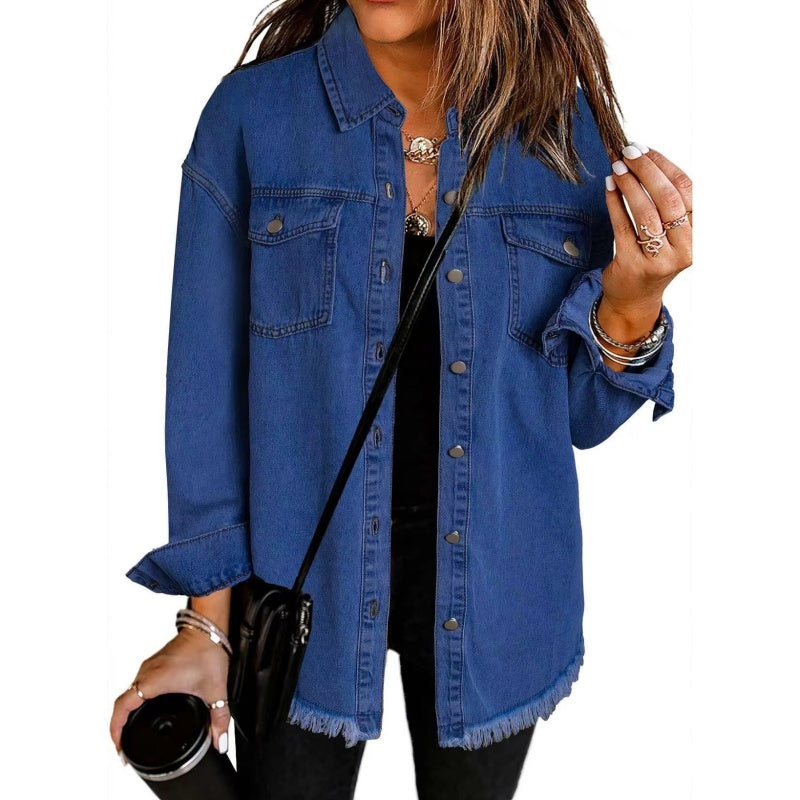 What should I wear tomorrow?đź’•Women's Raw Edge Ripped Denim Jacket