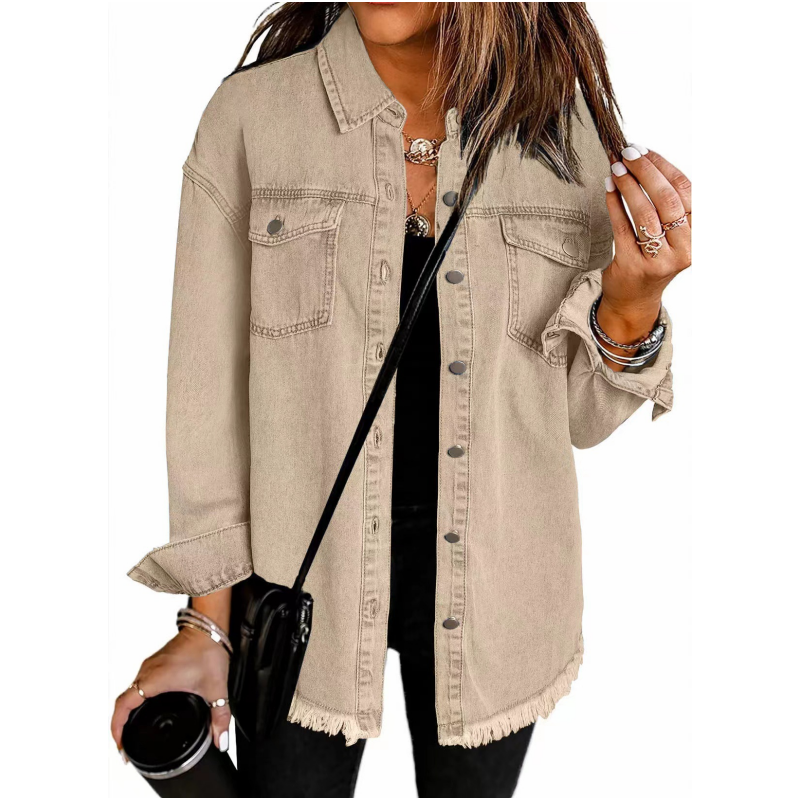 What should I wear tomorrow?đź’•Women's Raw Edge Ripped Denim Jacket