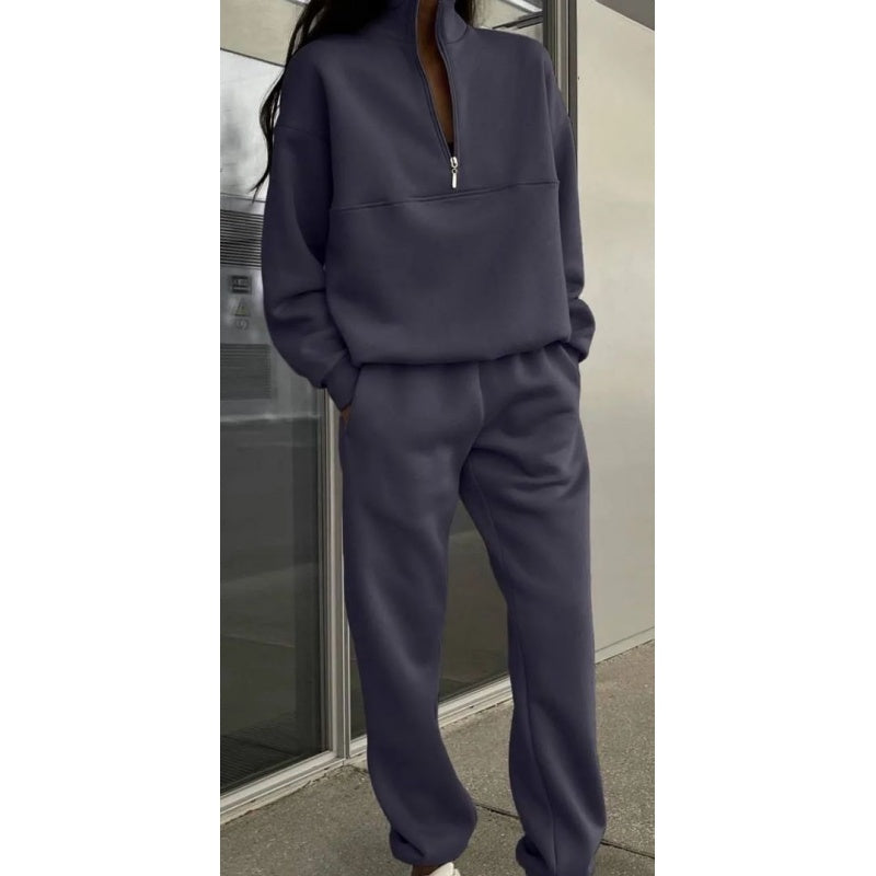 🔥 What should I wear tomorrow? 🔥Women's Half-Zip Long Sleeve Top and Sweatpants 2-Piece Set