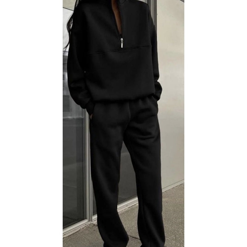 🔥 What should I wear tomorrow? 🔥Women's Half-Zip Long Sleeve Top and Sweatpants 2-Piece Set