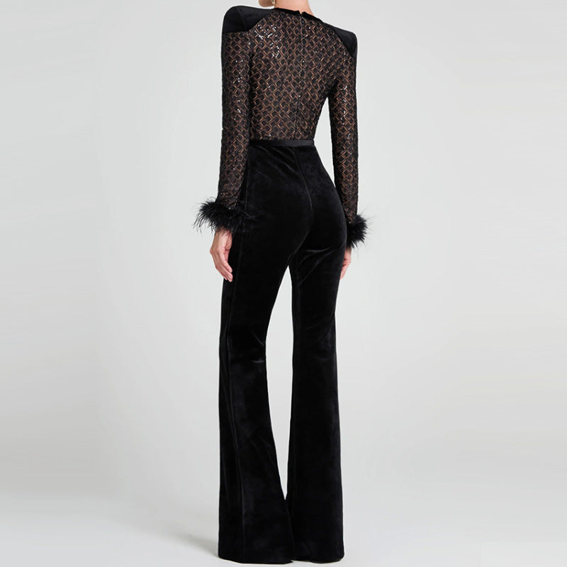 🔥What should I wear tomorrow?💃Women’s Belted Flare Jumpsuit with Long Sleeves