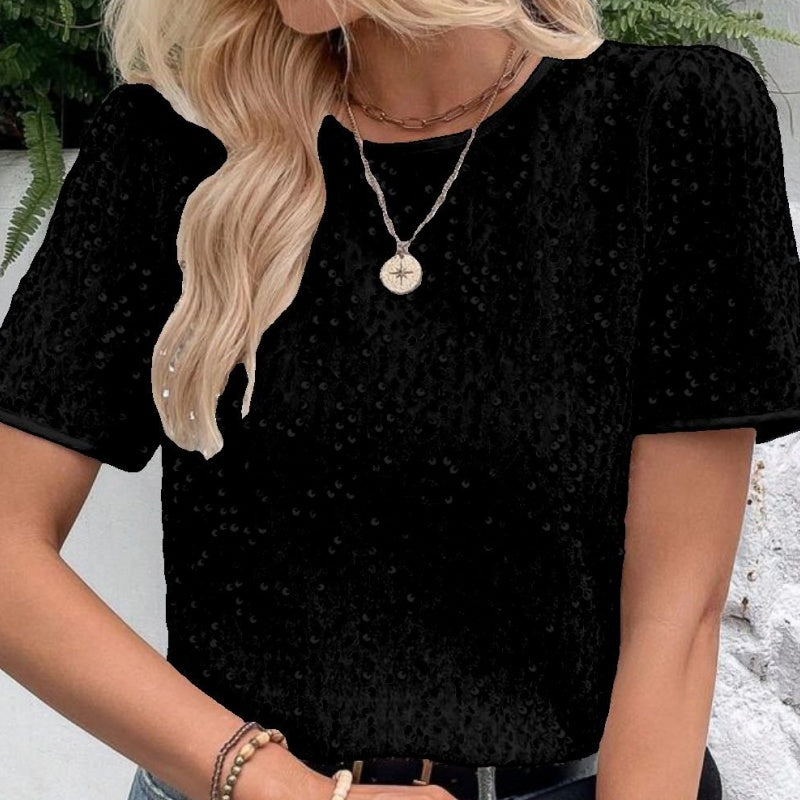 🌸Spring Specials🌸 Women's Stylish Loose Round Neck Sequin T-Shirt