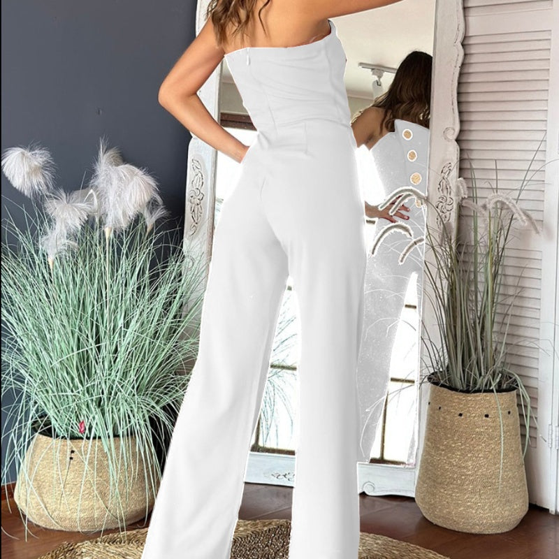 🎉What should I wear tomorrow? 🛍️Sleeveless Button Embellished Wide Leg Jumpsuit