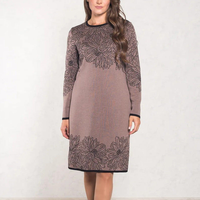 💃What should I wear tomorrow?✨Printed Straight Long Sleeve Crew Neck Dress