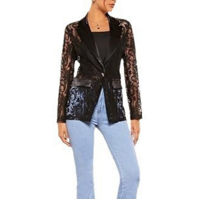 🔥What should I wear tomorrow?🔥Women's Elegant Lace Lapel One-Button Blazer