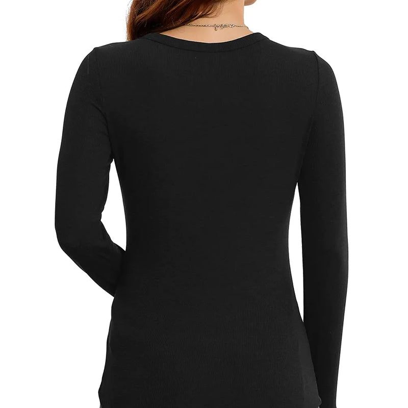 đ„What should I wear tomorrow?đWomenâs Solid Round-Neck Long-Sleeve Slim Fit Tops