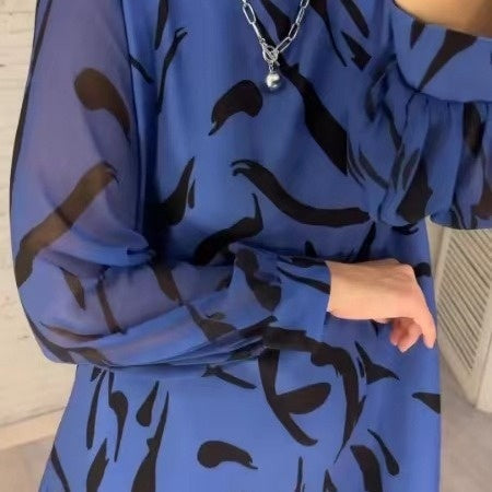 💖What should I wear tomorrow?💖Women's Loose Print Round Neck Long-Sleeve Dress