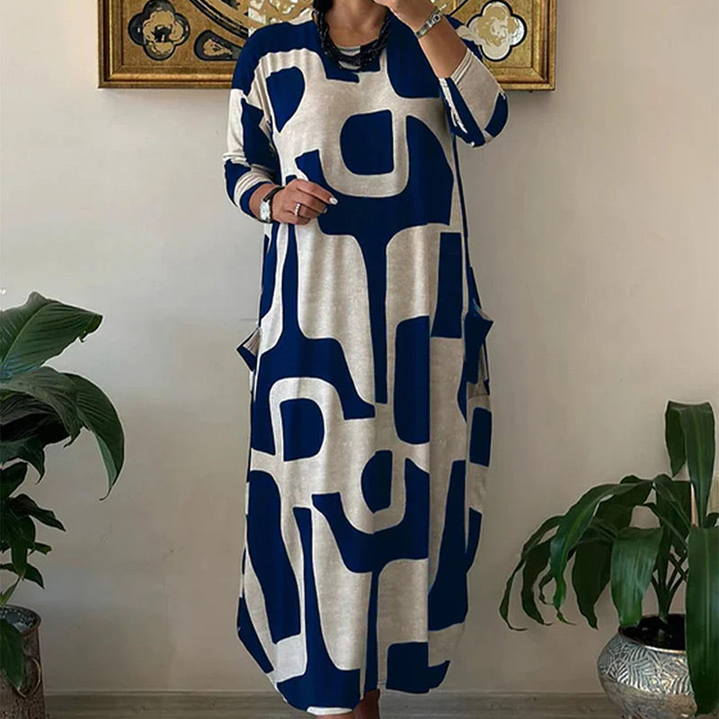 Women's Casual Printed Long Sleeve Dress