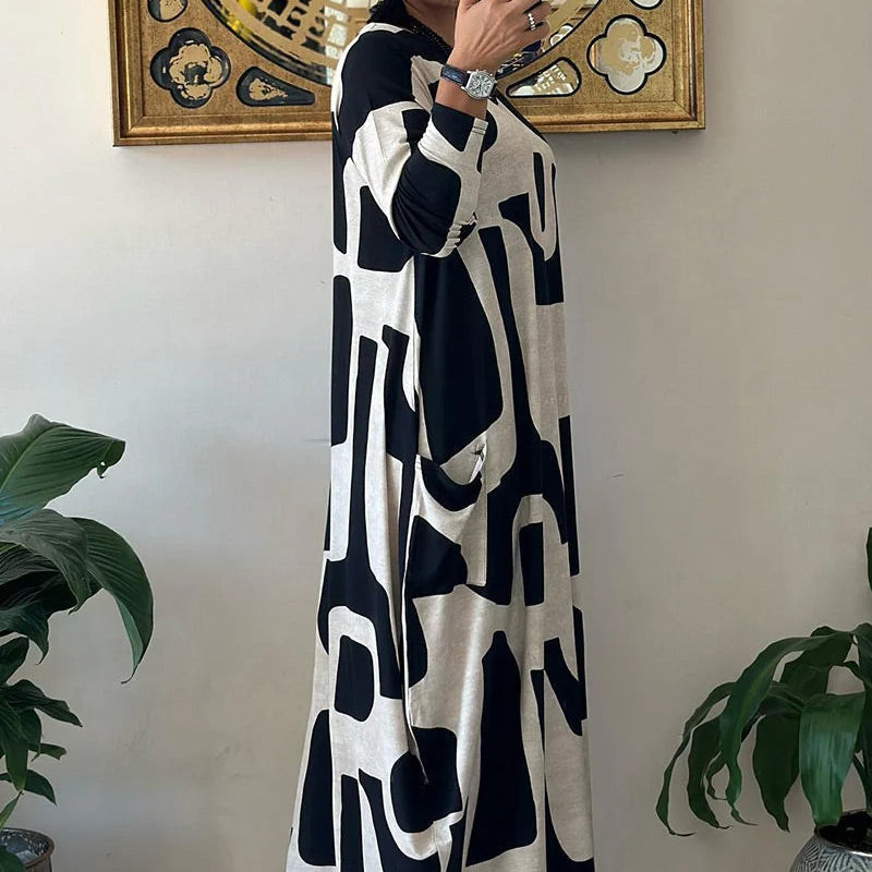 Women's Casual Printed Long Sleeve Dress