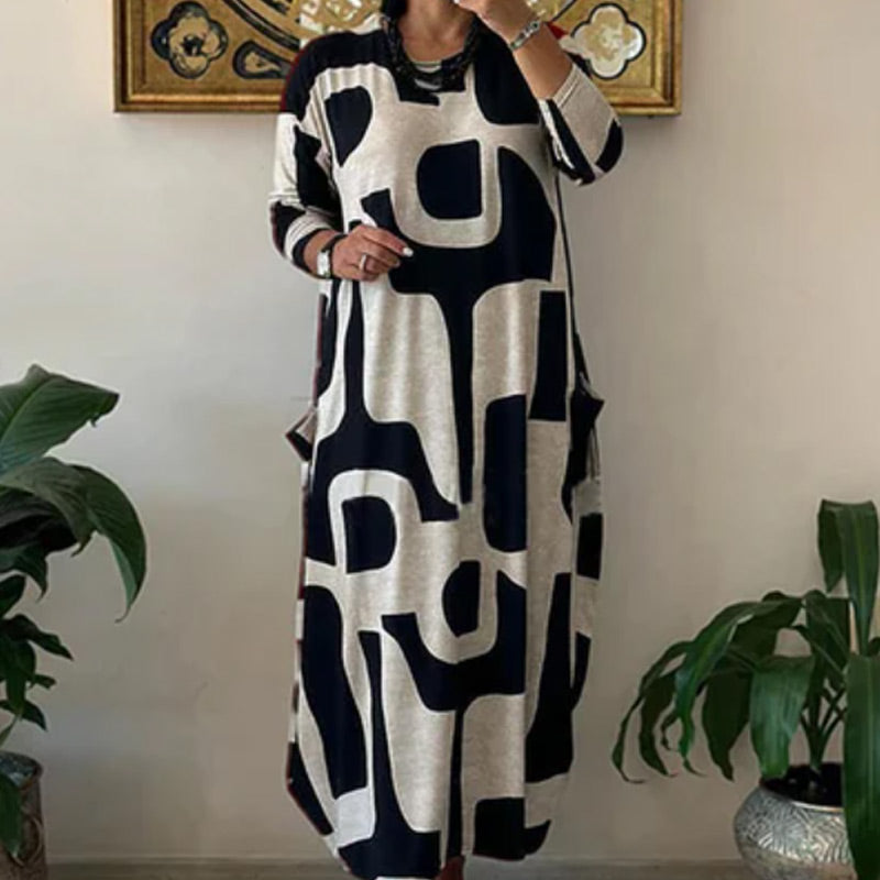 Women's Casual Printed Long Sleeve Dress