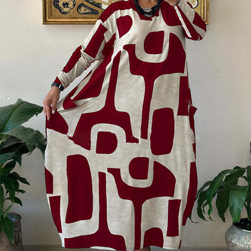Women's Casual Printed Long Sleeve Dress