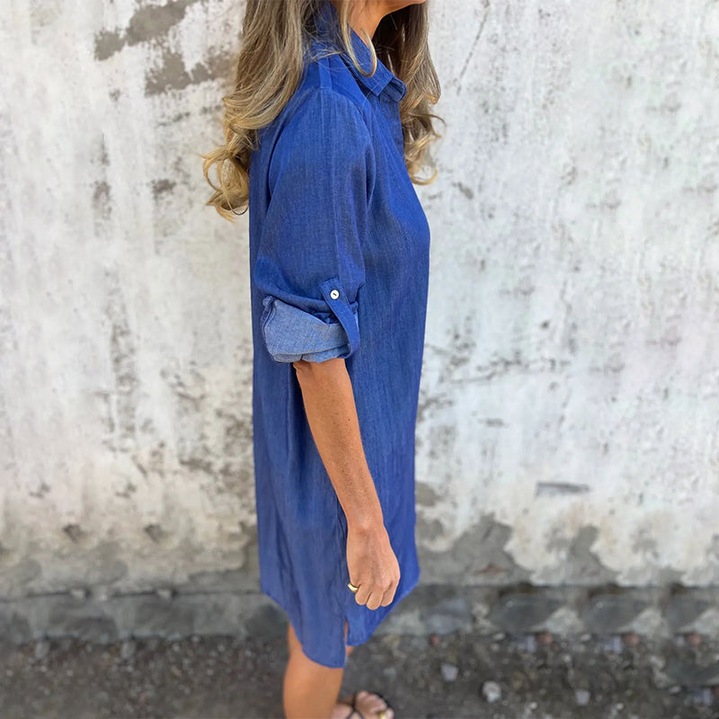 🔥What should I wear tomorrow?👗Women's Casual Denim Lapel Dress