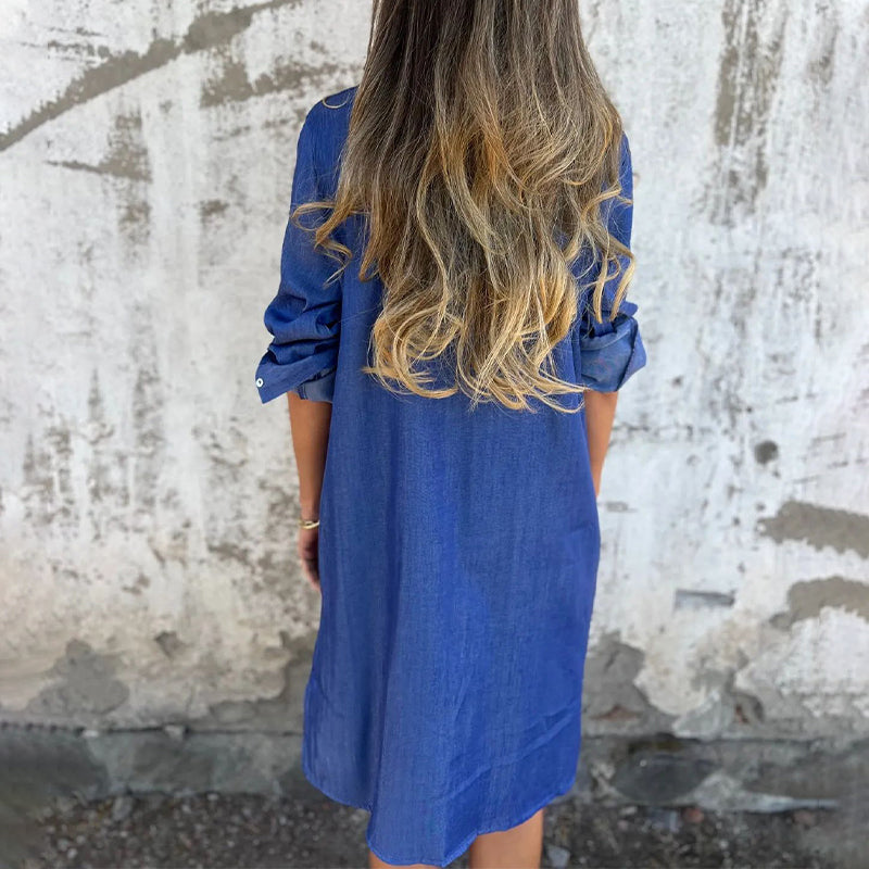 🔥What should I wear tomorrow?👗Women's Casual Denim Lapel Dress