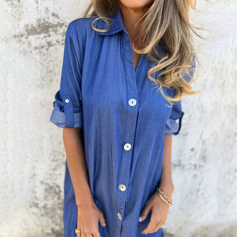 🔥What should I wear tomorrow?👗Women's Casual Denim Lapel Dress