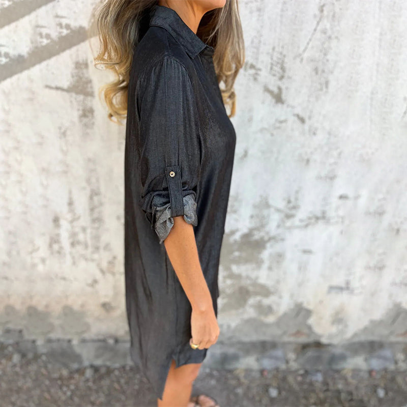 🔥What should I wear tomorrow?👗Women's Casual Denim Lapel Dress