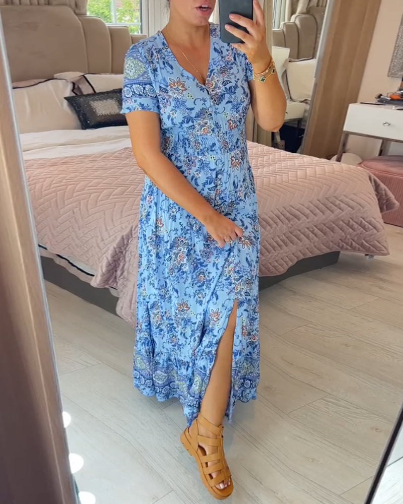 (💃What should I wear tomorrow?🔥 Free Shipping) print-cozy v-neck long-dress