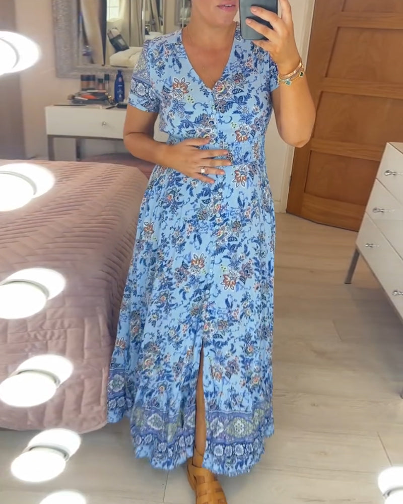 (💃What should I wear tomorrow?🔥 Free Shipping) print-cozy v-neck long-dress