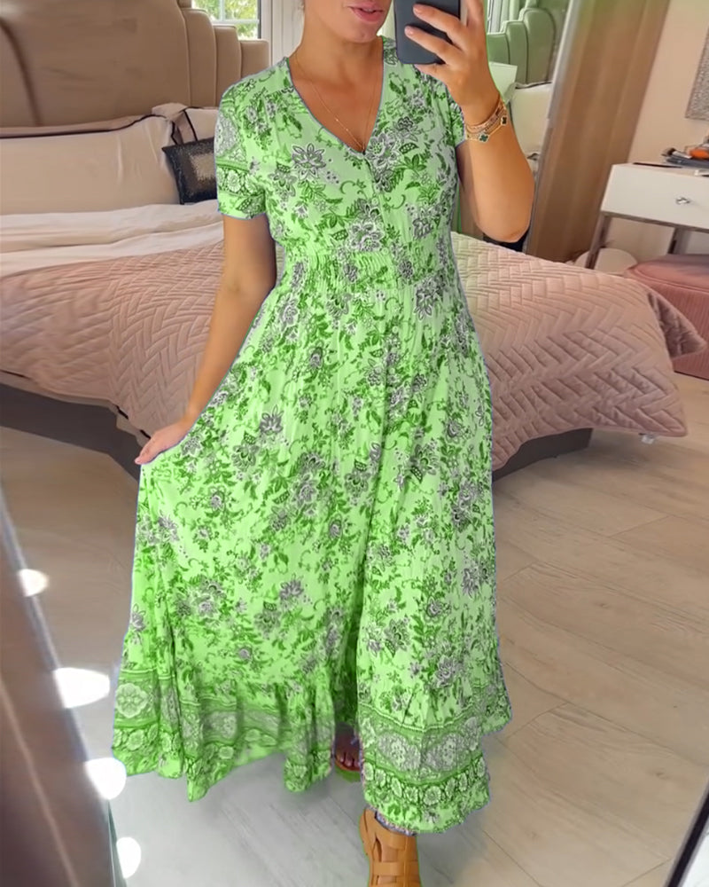 (💃What should I wear tomorrow?🔥 Free Shipping) print-cozy v-neck long-dress