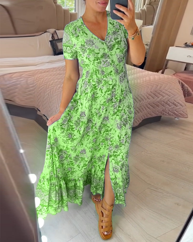 (💃What should I wear tomorrow?🔥 Free Shipping) print-cozy v-neck long-dress