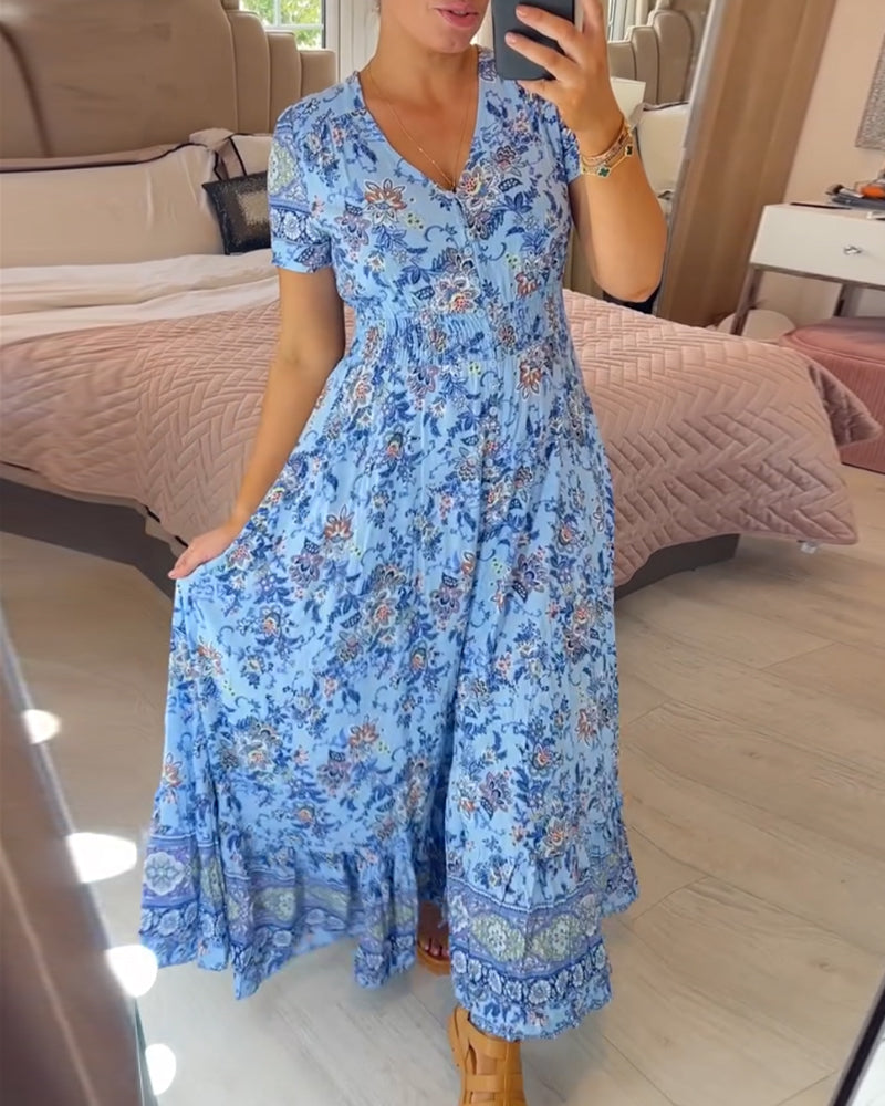 (💃What should I wear tomorrow?🔥 Free Shipping) print-cozy v-neck long-dress