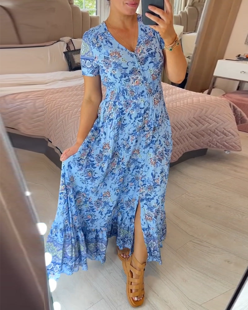 (💃What should I wear tomorrow?🔥 Free Shipping) print-cozy v-neck long-dress