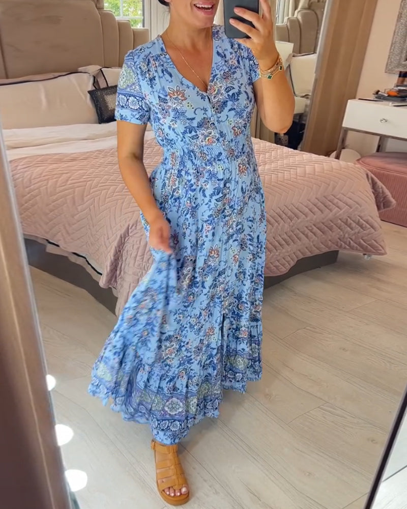 (💃What should I wear tomorrow?🔥 Free Shipping) print-cozy v-neck long-dress
