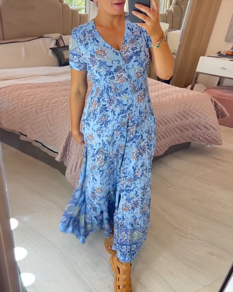 (💃What should I wear tomorrow?🔥 Free Shipping) print-cozy v-neck long-dress