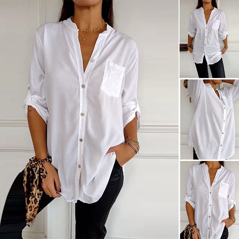🔥What should I wear tomorrow?🔥2025 Casual patchwork top with sequins