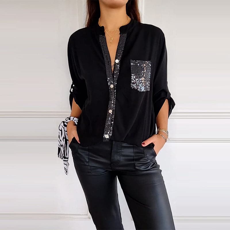 🔥What should I wear tomorrow?🔥2025 Casual patchwork top with sequins