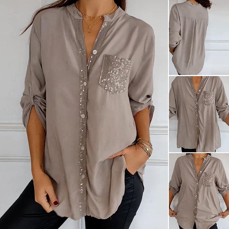 🔥What should I wear tomorrow?🔥2025 Casual patchwork top with sequins