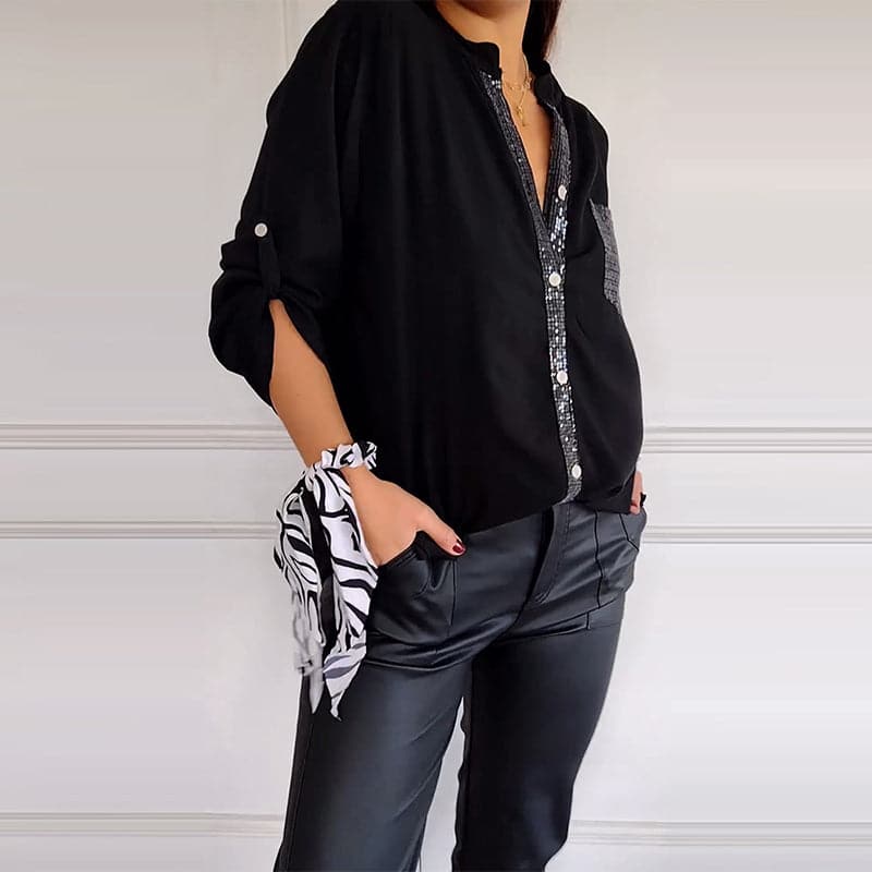 🔥What should I wear tomorrow?🔥2025 Casual patchwork top with sequins