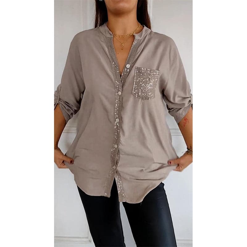 🔥What should I wear tomorrow?🔥2025 Casual patchwork top with sequins