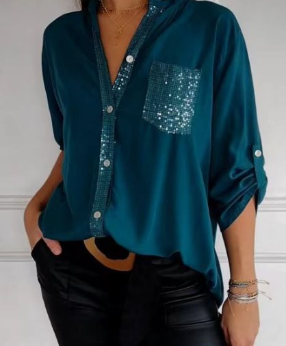 🔥What should I wear tomorrow?🔥2025 Casual patchwork top with sequins