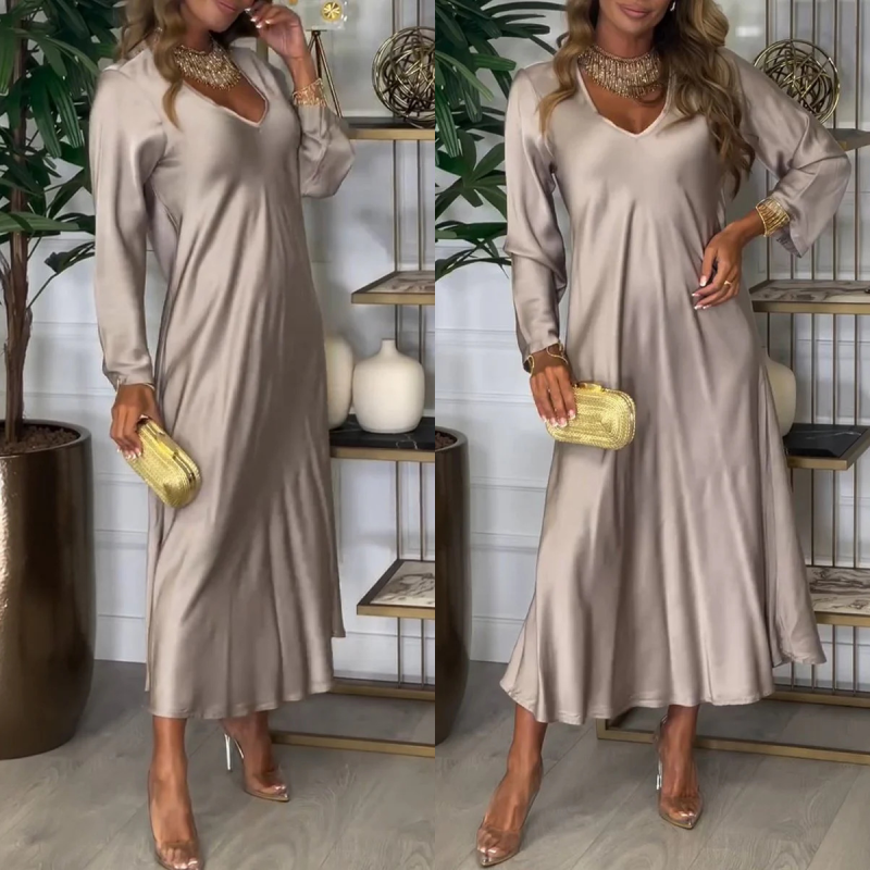 What should I wear tomorrow?Women's Elegant Glossy Maxi Dress