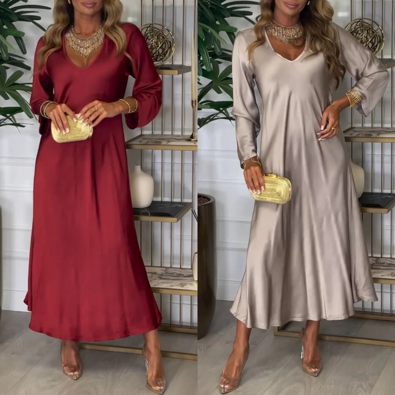 What should I wear tomorrow?Women's Elegant Glossy Maxi Dress
