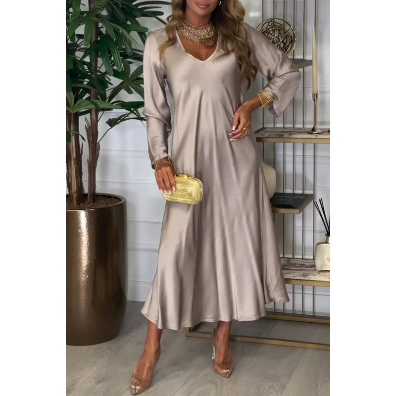 What should I wear tomorrow?Women's Elegant Glossy Maxi Dress