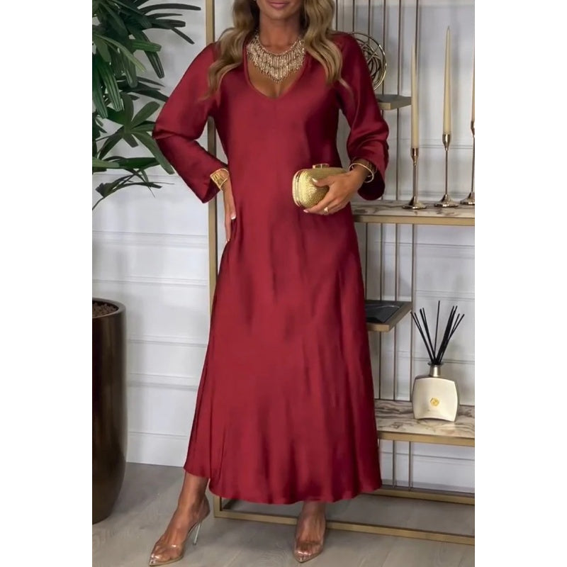 What should I wear tomorrow?Women's Elegant Glossy Maxi Dress