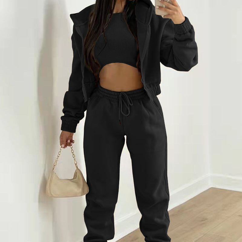 π₯2025 Sportief vrijetijdssweatshirt voor dames met capuchon + slim-fit vest + broek, set van 3
