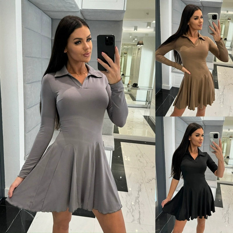 ❤What should I wear tomorrow?❤Women's Flare Hem Long Sleeve A Line Dresses