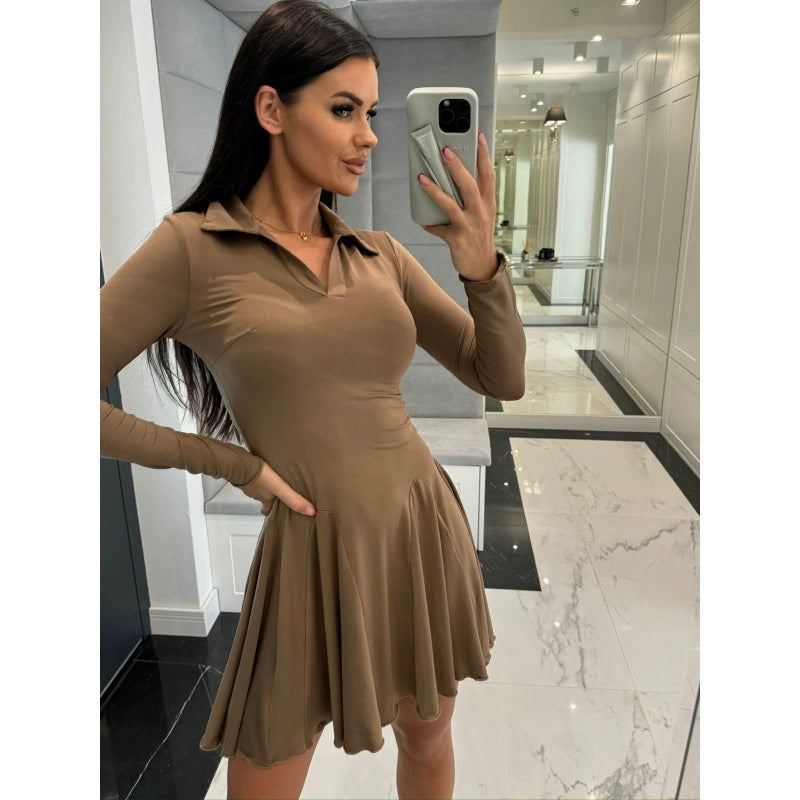 ❤What should I wear tomorrow?❤Women's Flare Hem Long Sleeve A Line Dresses