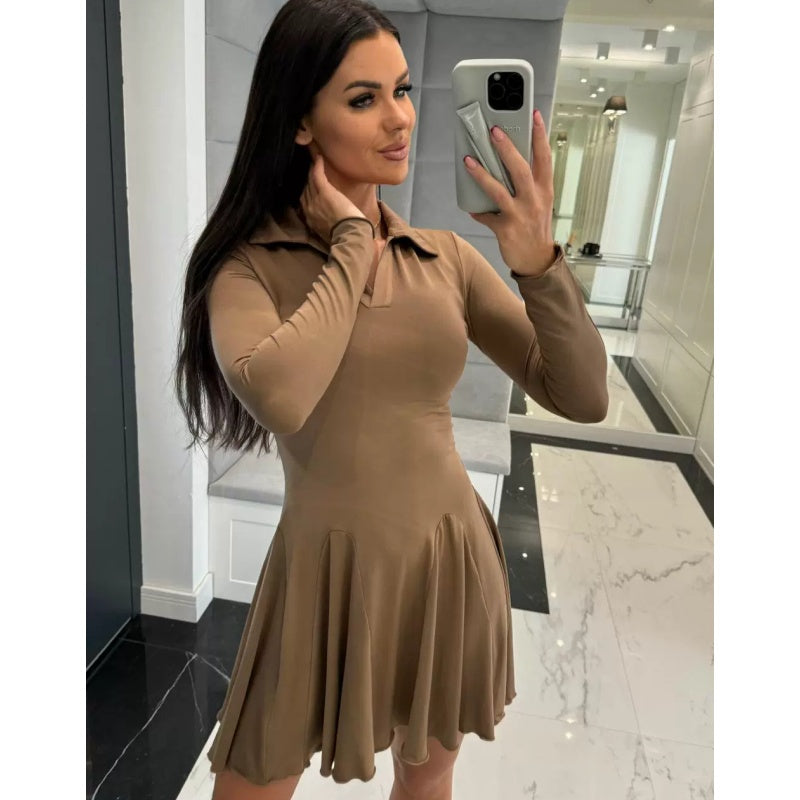 ❤What should I wear tomorrow?❤Women's Flare Hem Long Sleeve A Line Dresses
