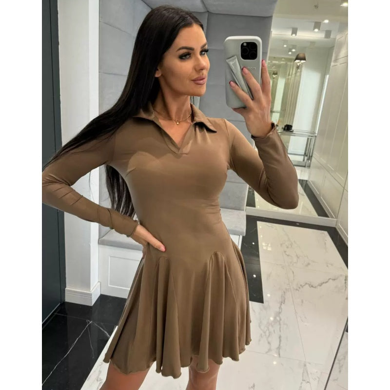 ❤What should I wear tomorrow?❤Women's Flare Hem Long Sleeve A Line Dresses