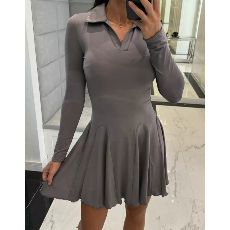 ❤What should I wear tomorrow?❤Women's Flare Hem Long Sleeve A Line Dresses
