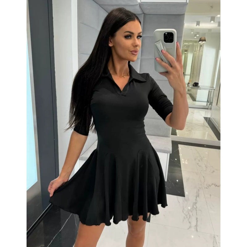 ❤What should I wear tomorrow?❤Women's Flare Hem Long Sleeve A Line Dresses