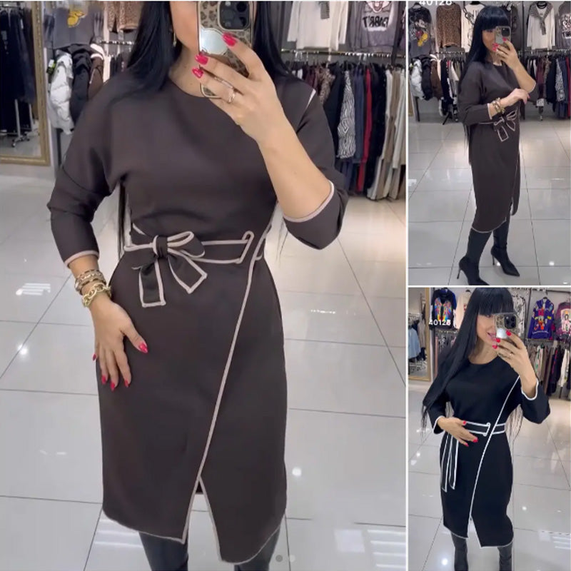 💕What should I wear tomorrow?💕Women's Fashion Waistline Long Sleeve Dress